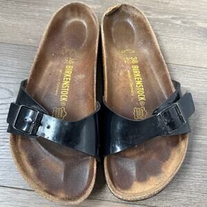 Birkenstock Madrid Black Patent Womens‎ Sandals Size 7.5